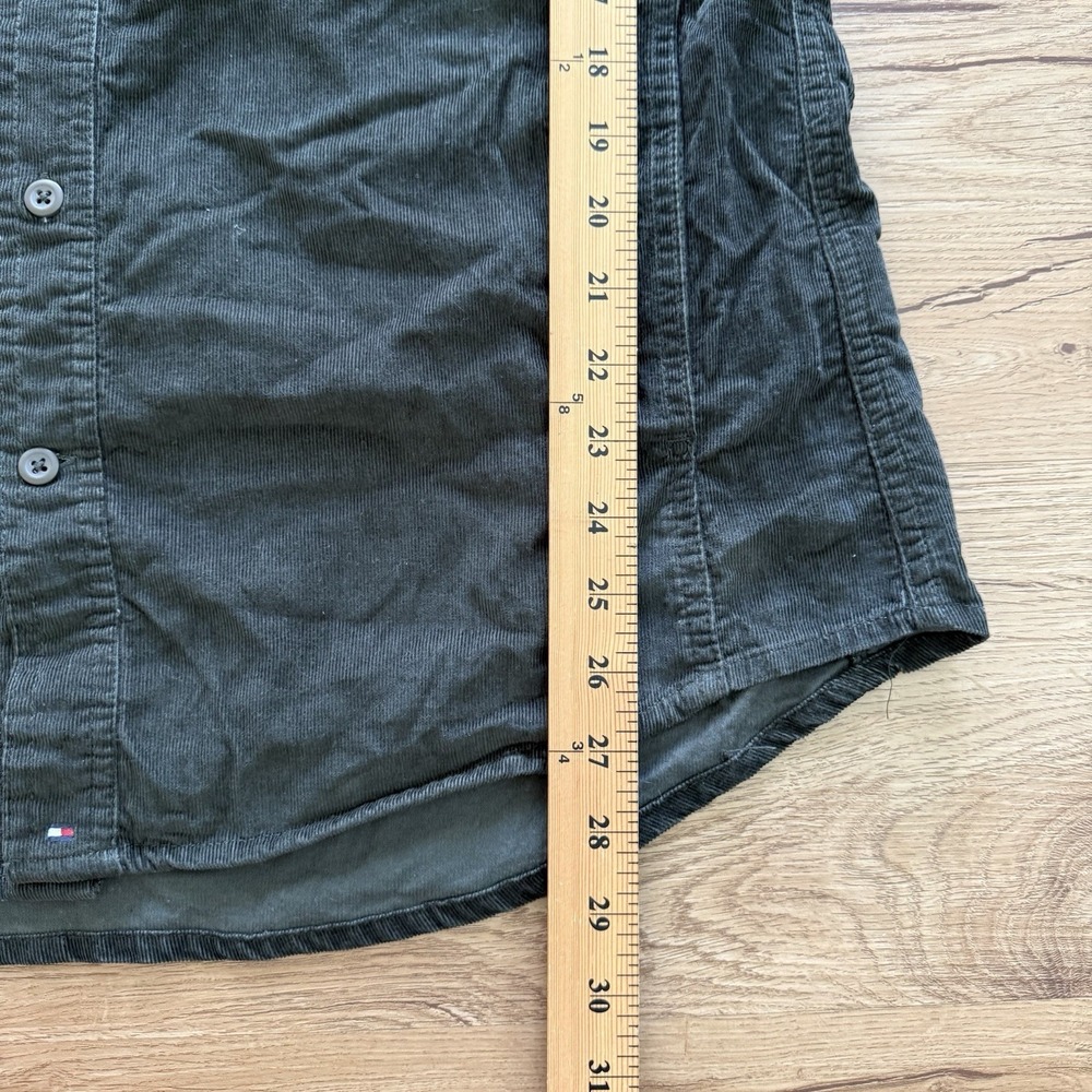 Tommy Hilfiger Shirt Mens XL Slim Fit Green Corduroy Button Up Elbow Patches - Picture 7 of 7